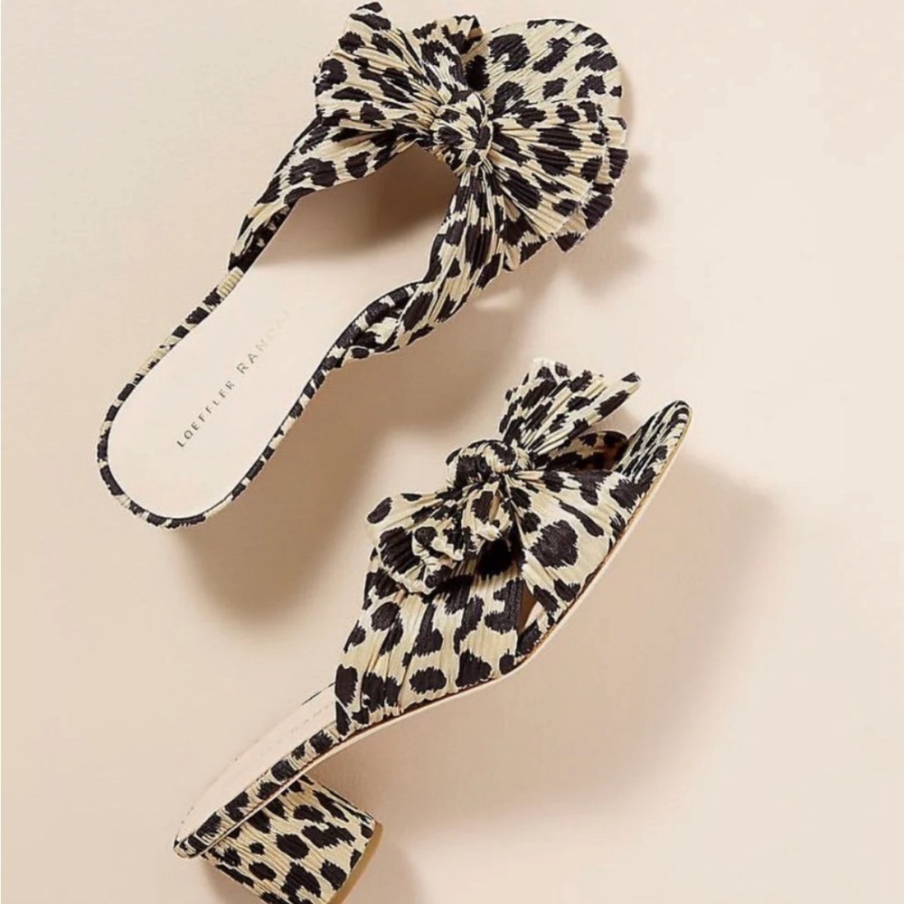 Loeffler Randall Leopard Bow Mules in Black and Cream